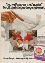 Retro reclame 1982 Pampers baby luiers vernieuwd paars pak, Ophalen of Verzenden, Overige typen