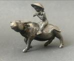 Bronsen Beeldje, Aziatische Fluitspeler op Waterbuffel, Antiek en Kunst, Ophalen of Verzenden