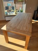 Stoere teakhouten tafel 220 x 98 cm in nette staat, Huis en Inrichting, Tafels | Eettafels, Teakhout, 200 cm of meer, Vijf personen of meer