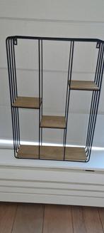 Zwart metalen Wandrek met houten planken, Ophalen of Verzenden, Zo goed als nieuw
