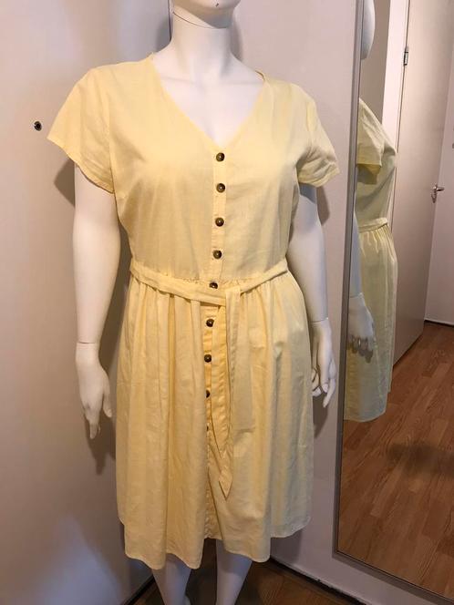 C&A geel gele doorknoop jurk nieuw fit & flare mt 48, Kleding | Dames, Grote Maten, Nieuw, Jurk, Geel, Verzenden