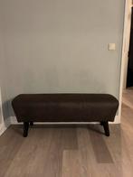Hocker grijs/bruin - leer, Huis en Inrichting, Ophalen of Verzenden, Zo goed als nieuw, Rechthoekig, Leer