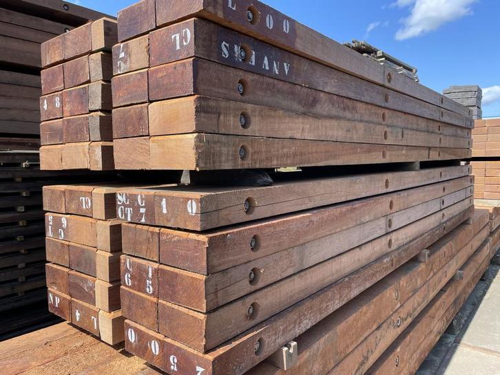 Azobe hardhouten draglineschotten op voorraad, Doe-het-zelf en Verbouw, Hout en Planken, Nieuw, Ophalen of Verzenden