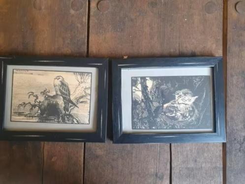 Jos Ruting 1930 houtsnede litho zanglijster kiekendief brief, Antiek en Kunst, Kunst | Etsen en Gravures, Ophalen
