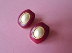 jwg Vintage 70s parel oorbellen roze email emaille goud klr, Sieraden, Tassen en Uiterlijk, Antieke sieraden, Overige materialen