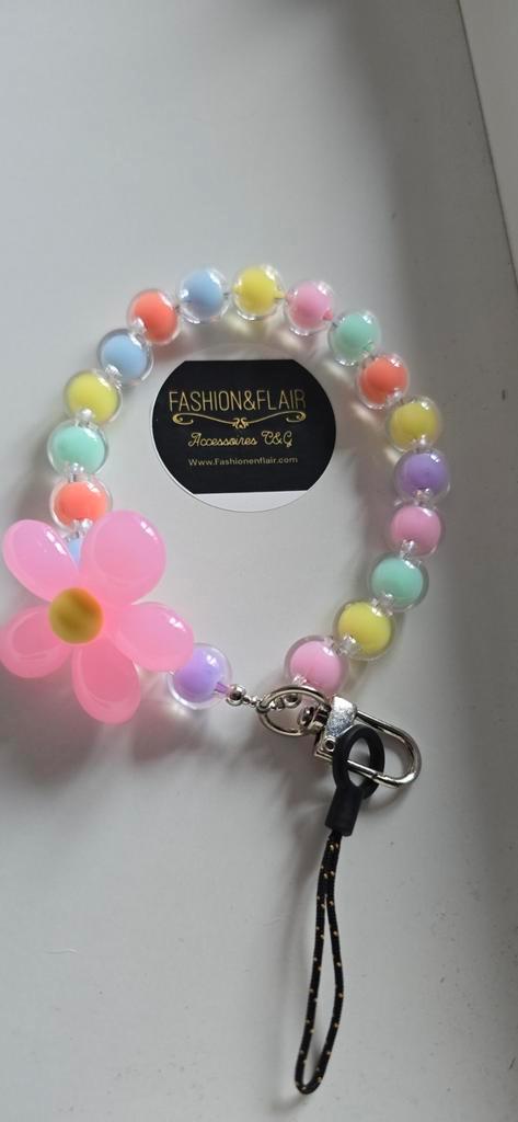 Sleutelhanger Telefoonkoord – Pastel Flower Power, Verzamelen, Sleutelhangers, Nieuw, Ophalen of Verzenden