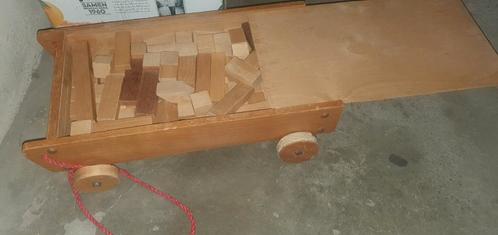 Houten Blokkenkar met Blokken - Vintage Speelgoed, Kinderen en Baby's, Speelgoed | Houten speelgoed, Gebruikt, Duw- of Trekspeelgoed
