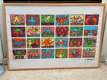Keith Haring “Retrospect” kunstposter met lijst beschikbaar voor biedingen