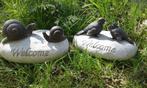 Origineel tuinbeeld Vogels, Slakken op Welcome steen, Tuin en Terras, Ophalen of Verzenden, Nieuw, Kunststof, Dierenbeeld