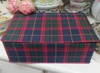 Brocante stoffen doos geruit/kerst, Ophalen of Verzenden