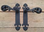 Deurkruk "Kasteel", set/blind schild, Hollands smeedwerk., Doe-het-zelf en Verbouw, Ophalen of Verzenden, Gebruikt, Klink of Kruk