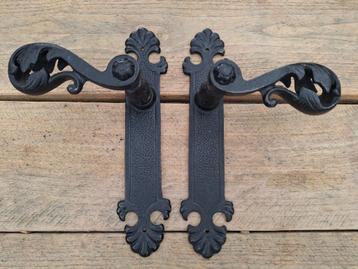 Deurkruk "Kasteel", set/blind schild, Hollands smeedwerk. beschikbaar voor biedingen