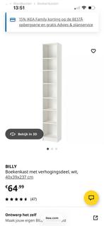 Ikea Billy kast wit met verhogingsdeel, Huis en Inrichting, Kasten | Boekenkasten, Ophalen, Minder dan 50 cm, 200 cm of meer, Zo goed als nieuw