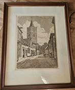 Ets Karel Kok - Kerkstraat Noordwijk, Antiek en Kunst, Kunst | Etsen en Gravures, Ophalen of Verzenden