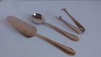 Bestek, goud verguld taartschep, lepel en klontjestang, Antiek en Kunst, Antiek | Goud en Zilver, Ophalen of Verzenden, Goud