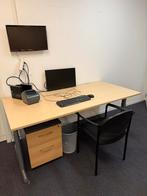 Bureau 180cm inclusief ladekast, Gebruikt, Winkel@gsmhuys.nl, Amsterdam, In hoogte verstelbaar