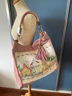 Genuine leather suede roze A4 schoudertas met borduurwerk, Verzenden, Gebruikt, Roze, Shopper