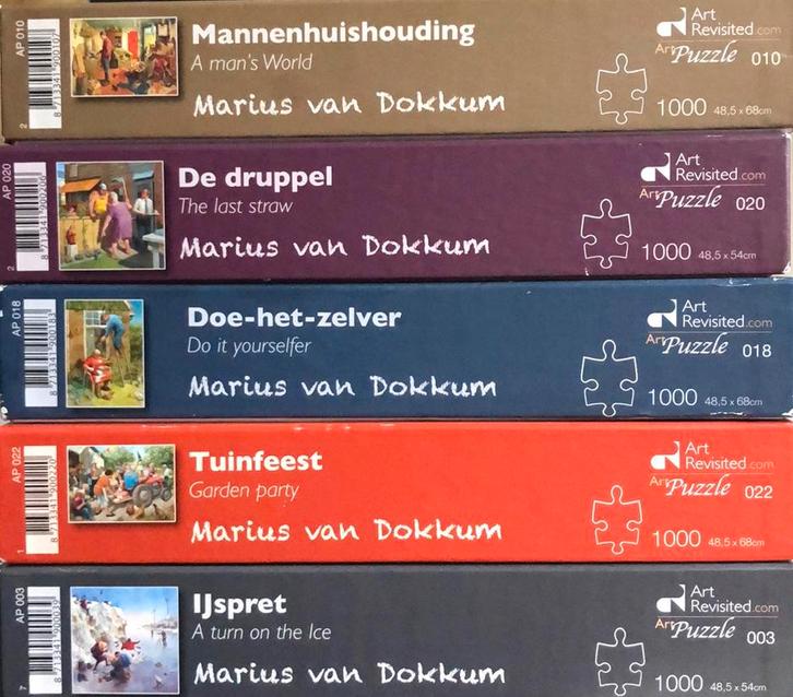 Marius van Dokkum - 5 puzzels - 1000 stukjes, Hobby en Vrije tijd, Denksport en Puzzels, Zo goed als nieuw, Legpuzzel, 500 t/m 1500 stukjes
