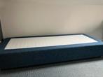 Blauwe boxspring 90x220 MioDormio met hoofdbord, Ophalen, Gebruikt, 90 cm, Eenpersoons