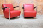 ZGANieuw! 2 rode leren Leolux Scylla design fauteuils, Huis en Inrichting, Fauteuils, Leolux, Leolux, 75 tot 100 cm, Ophalen of Verzenden