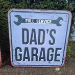 Groot Metalen Reclamebord Dad's Garage Full Service, Ophalen of Verzenden, Nieuw, Reclamebord