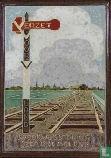 Tegel 'Verzet Voor Vaderland, Spoorwegstaking sept. 1944' beschikbaar voor biedingen