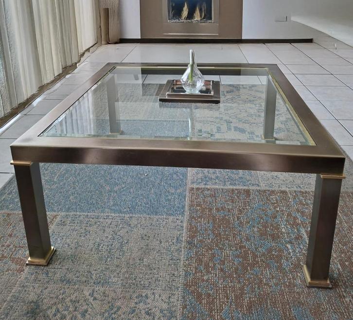 Salontafel met glasplaat van Houweling Interieur T.E.A.B., Huis en Inrichting, Tafels | Salontafels, Zo goed als nieuw, Minder dan 50 cm