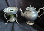 Antieke theepot met bijpassende rechaud., Antiek en Kunst, Antiek | Tin, Ophalen of Verzenden