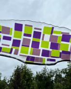 Art glas design schaal paars groen aubergine vlakjes, Ophalen of Verzenden, Zo goed als nieuw, Rond, Glas