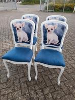 Set 4 brocante chihuahua stoelen opnieuw gestoffeerd, Ophalen of Verzenden