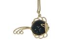 Sluierstaart vis 14k gouden heliotroop ketting hanger uniek, Voordeelsieraden, Ophalen of Verzenden, Zo goed als nieuw, Met edelsteen