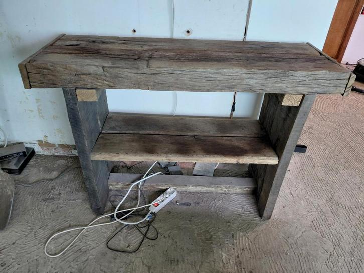 Antieke Muurtafel van Hout, Huis en Inrichting, Tafels | Sidetables, Gebruikt, 25 tot 50 cm, 50 tot 100 cm, Rechthoekig, Overige houtsoorten