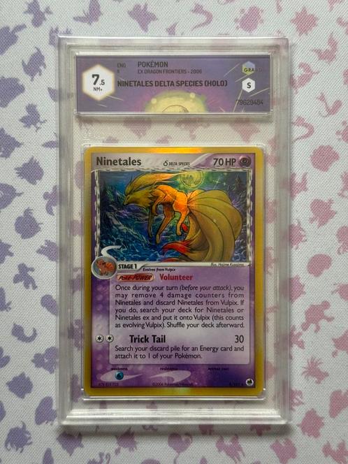Pokémon EX Dragon Frontiers Ninetales Holo 8 Graad 7.5 NM+, Hobby en Vrije tijd, Verzamelkaartspellen | Pokémon, Nieuw, Losse kaart