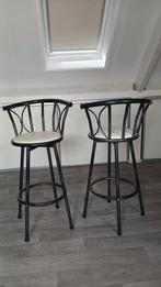 Set van 2 barkrukken met rugleuning, Ophalen, Gebruikt, Met voetsteun, 60 tot 90 cm