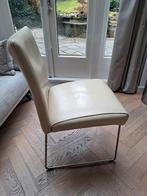 4x creme/witte leren moderne eetkamerstoelen, Huis en Inrichting, Stoelen, Verzenden, Gebruikt, Wit, Vier
