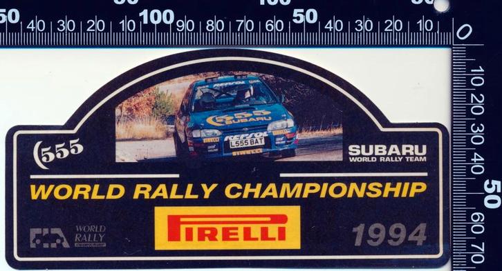Sticker: Pirelli - Subaru - World Rally Championship 1994, Verzamelen, Stickers, Zo goed als nieuw, Auto of Motor, Ophalen of Verzenden