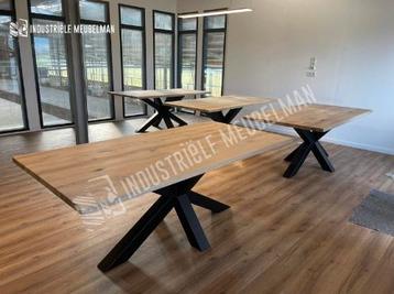 Industriele Eettafel Massief Eiken Boomstam Tafels Eikenhout - afbeelding 16