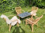 Rotan set vintage rotan stoel met tafel rotan, Ophalen, Gebruikt, Stoel, 2 zitplaatsen