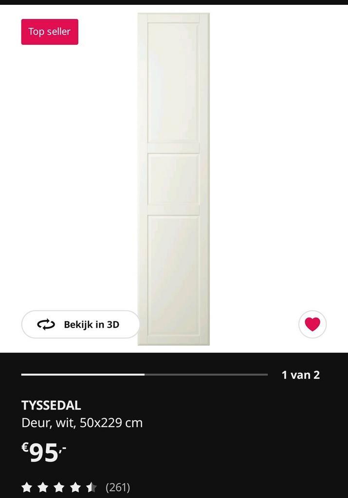 Twee Ikea Pax Tyssedal deuren 50x229 cm, Huis en Inrichting, Kasten | Kledingkasten, Gebruikt, 200 cm of meer, 50 tot 100 cm, Minder dan 25 cm
