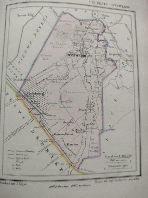 38 Onstwedde/ Stadskanaal / Horsten Litho 1867 Kuyper GRO, Antiek en Kunst, Kunst | Litho's en Zeefdrukken, Ophalen of Verzenden