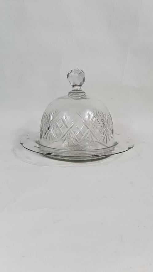 Bord en Stolp van ster kristal, taart of kaasstolp. S28, Antiek en Kunst, Antiek | Glas en Kristal, Ophalen of Verzenden