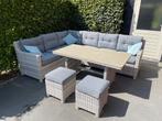 Loungeset met hoekbank en twee krukjes, Ophalen, Bank, Loungeset, Wicker