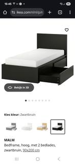 Ikea malm bed 90x200 nieuw compleet, Ophalen, 90 cm, Eenpersoons, Bruin
