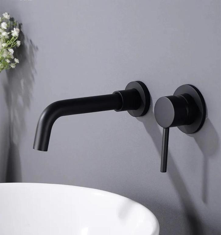 Inbouw Wandkraan Wastafelkraan Muurkraan GOUD | ZWART, Huis en Inrichting, Keuken | Keukenelementen, Nieuw, Minder dan 100 cm