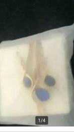 Casual Blue Green Gold diamond ketting en oorbellen Nieuw !!, Ophalen, Nieuw, Goud, Goud