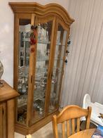 Eik Houten Vitrinekast met Glas, Huis en Inrichting, Kasten | Dressoirs, Ophalen, 100 tot 150 cm, Eikenhout, Zo goed als nieuw