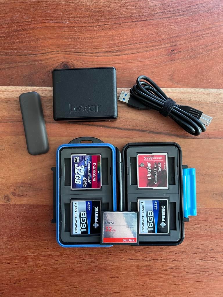Lexar CFR1 + 5 CF Kaartjes met Opberghoesje, Audio, Tv en Foto, Fotografie | Geheugenkaarten, Gebruikt, Ophalen of Verzenden, 16 GB