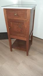 Nachtkastje marmeren blad. Antiek eiken, h.82cm, diep 40cm b, Antiek en Kunst, Ophalen of Verzenden