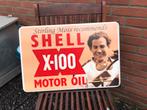 SHELL X-100 emaille reclamebord, Verzamelen, Ophalen of Verzenden, Gebruikt, Reclamebord