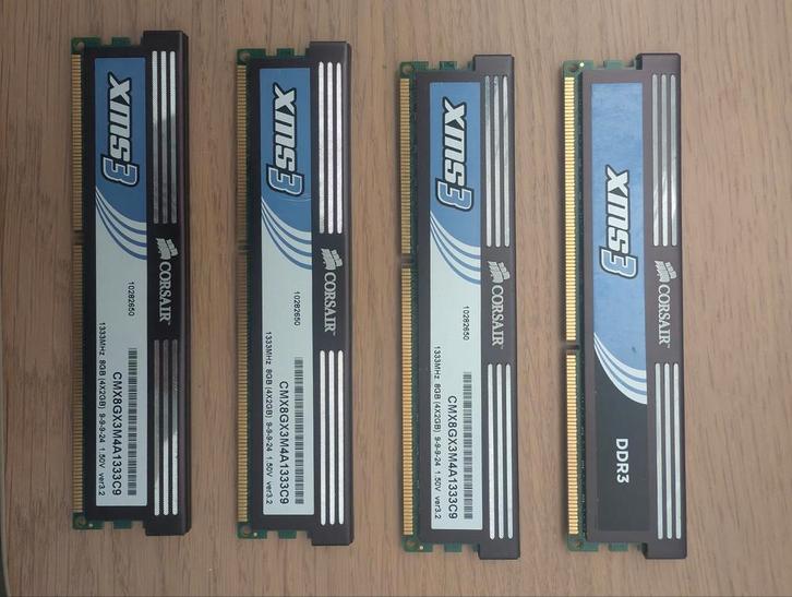 Corsair XMS3 8GB (4x2GB) DDR3 1333MHz Geheugen Set, Computers en Software, RAM geheugen, Gebruikt, Desktop, 8 GB, DDR3, Ophalen of Verzenden